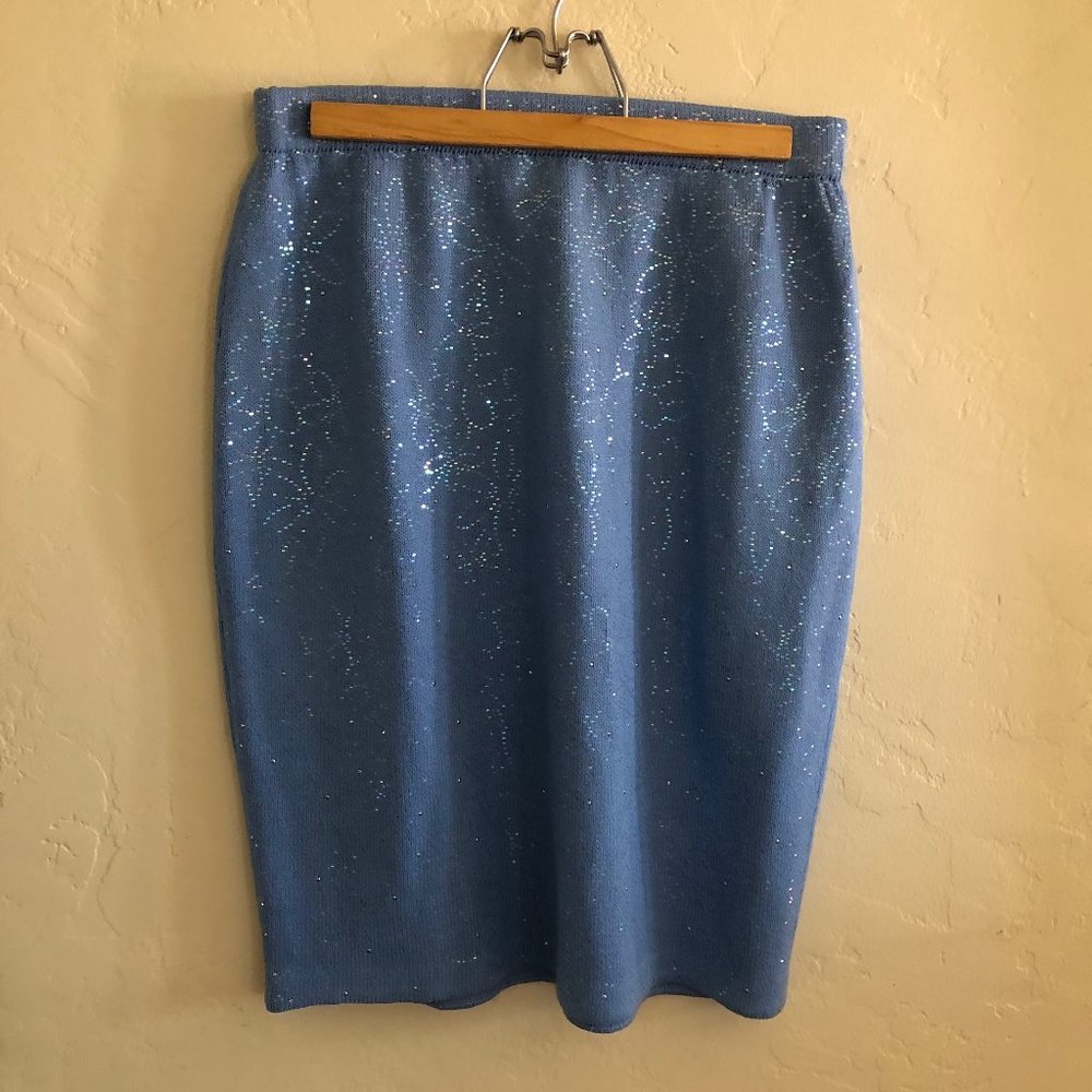 True Y2K pencil skirt, sky blue crystal rhinestones